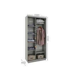 Ντουλάπα Συρόμενη Diamont Λευκό 100x45x220cm