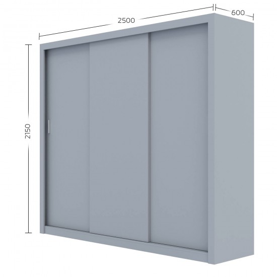 Ντουλάπα Grandio Γκρι 250x60x215cm