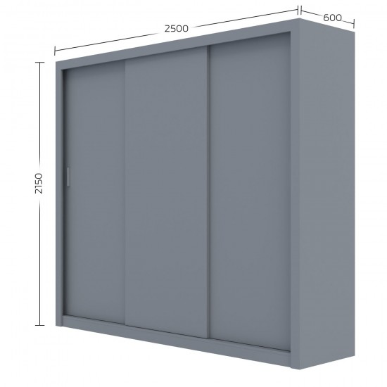 Ντουλάπα Grandio Γκρι 250x60x215cm
