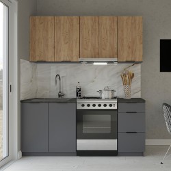 Κουζίνα Samos Craft 5 Τεμαχίων Γραφίτης-Χρυσό Δρυς