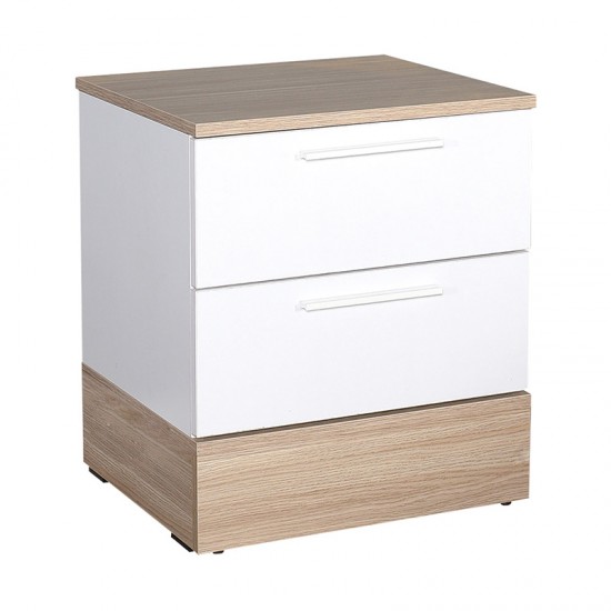 Κομοδίνo Base Megapap χρώμα λευκό - sonoma 45x40x52εκ.