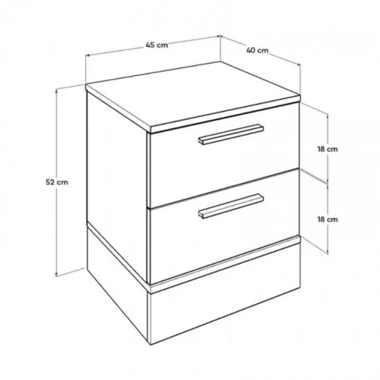 Κομοδίνo Base Megapap χρώμα λευκό - sonoma 45x40x52εκ.