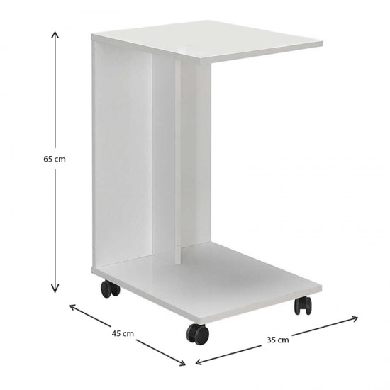 Τραπεζάκι βοηθητικό C-Shaped Megapap χρώμα λευκό gloss 35x45x65εκ.