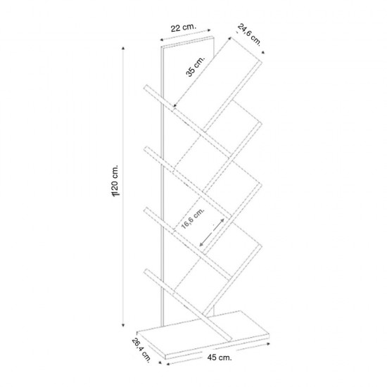 Βιβλιοθήκη Maxy Megapap χρώμα γκρι σκυροδέματος 45x26,4x120εκ.
