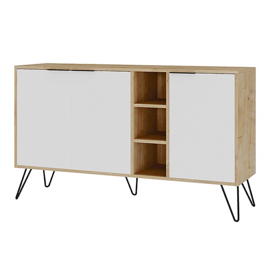 Μπουφές Clara Megapap χρώμα sapphire oak - λευκό 142x35,6x83εκ.