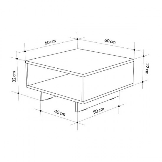 Τραπεζάκι σαλονιού Hola Megapap χρώμα ανθρακί 60x60x32εκ.