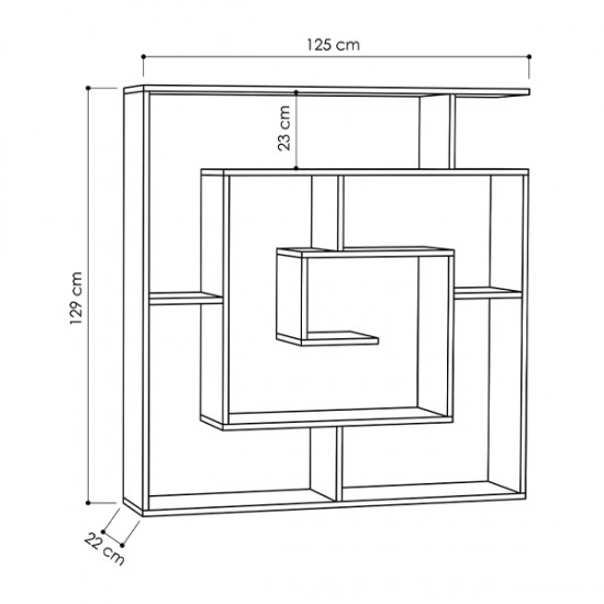 Βιβλιοθήκη Labirent Megapap χρώμα sapphire oak 125x22x129εκ.
