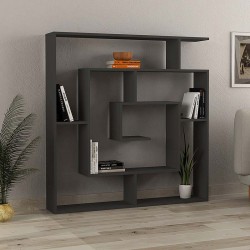 Βιβλιοθήκη Labirent Megapap χρώμα ανθρακί 125x22x129εκ.