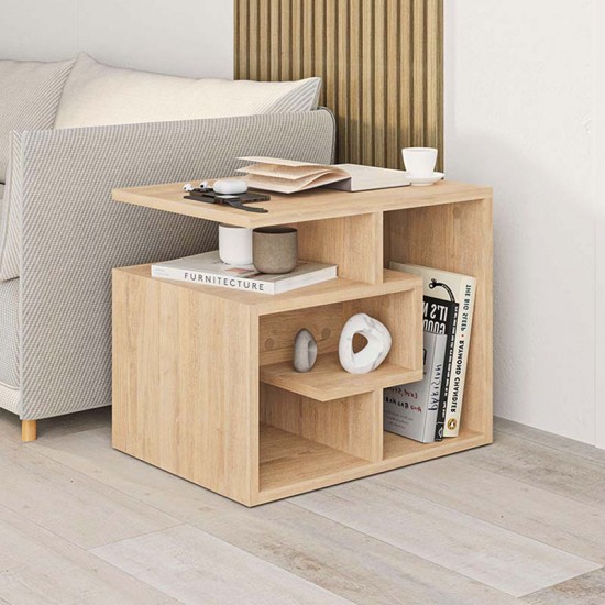 Τραπεζάκι βοηθητικό Labirent Megapap χρώμα sapphire oak 54x40x45εκ.
