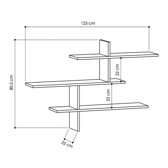 Ραφιέρα τοίχου Leo Megapap χρώμα ανθρακί 123x22x80εκ.