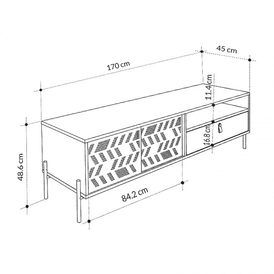 Έπιπλο τηλεόρασης Dionysos Megapap χρώμα γκρι ρετρό 170x45x48,6εκ.
