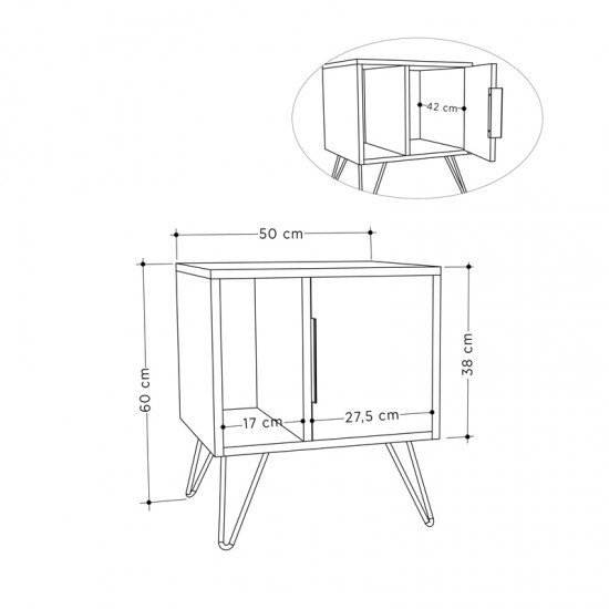 Κομοδίνο Glynn Megapap χρώμα λευκό 50,2x44,6x60εκ.