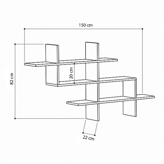 Ραφιέρα τοίχου Halic Megapap χρώμα ανθρακί 150x22x82εκ.