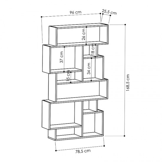 Βιβλιοθήκη Karmato Megapap χρώμα λευκό 96x25,5x168,5εκ.