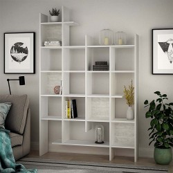 Βιβλιοθήκη Manco Megapap χρώμα λευκό 122x25,5x188εκ.