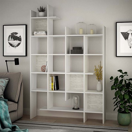 Βιβλιοθήκη Manco Megapap χρώμα λευκό 122x25,5x188εκ.
