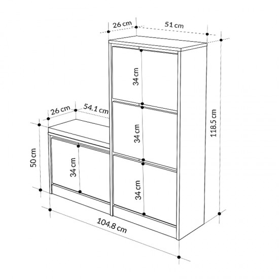 Παπουτσοθήκη Dude Megapap χρώμα λευκό 104,8x26x118,5εκ.