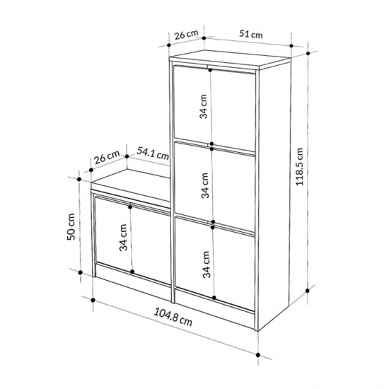 Παπουτσοθήκη Dude Megapap χρώμα γκρι ρετρό 104,8x26x118,5εκ.