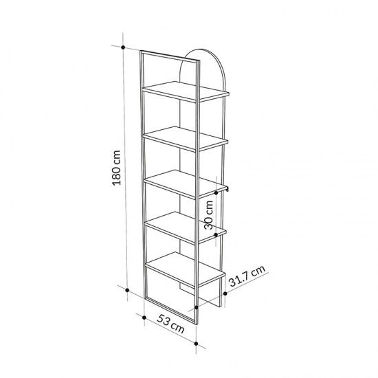 Βιβλιοθήκη Archy Megapap χρώμα ανοιχτό καρυδί 53x31,7x180εκ.