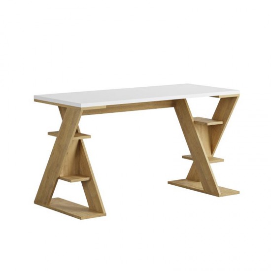 Γραφείο εργασίας Papillon Megapap χρώμα sapphire oak - λευκό 137x60x75εκ