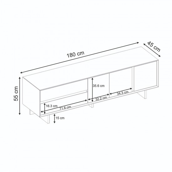 Έπιπλο τηλεόρασης Capri Megapap χρώμα sapphire oak 180x45x55εκ.
