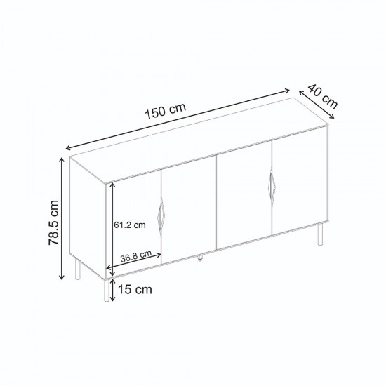 Μπουφές Marquise Megapap χρώμα sandstone 150x40x78,5εκ.