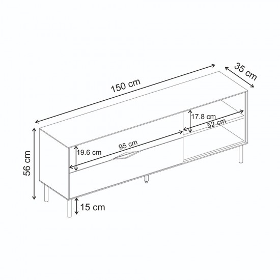 Έπιπλο τηλεόρασης Marquise Megapap χρώμα sandstone 150x35x56εκ.