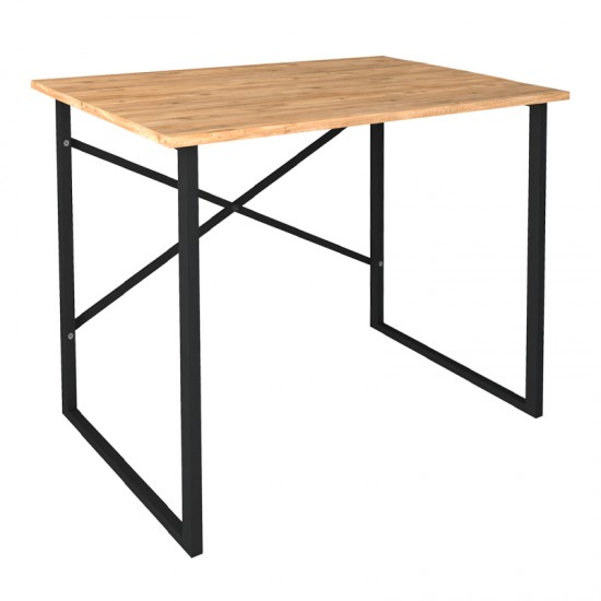 Γραφείο εργασίας Rilke Megapap χρώμα μαύρο - pine oak 90x60x75εκ.