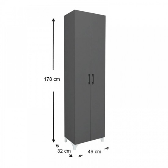 Ντουλάπα - Παπουτσοθήκη Lilly Megapap χρώμα ανθρακί 49x32x178εκ.