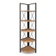 Βιβλιοθήκη γωνιακή Kelsie Megapap χρώμα μαύρο - pine oak 33x33x162εκ.
