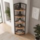 Βιβλιοθήκη γωνιακή Kelsie Megapap χρώμα μαύρο - pine oak 33x33x162εκ.