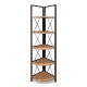 Βιβλιοθήκη γωνιακή Kelsie Megapap χρώμα μαύρο - pine oak 33x33x162εκ.
