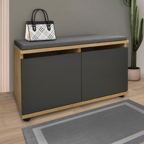Παπουτσοθήκη Twain Megapap 8 ζευγών χρώμα sapphire oak - ανθρακί 80x35x42εκ.