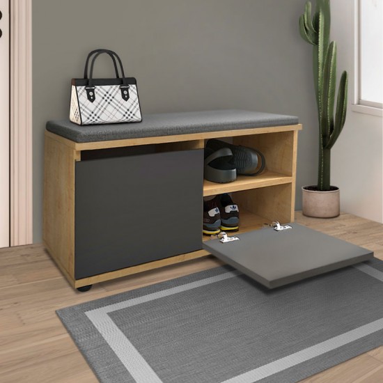 Παπουτσοθήκη Twain Megapap 8 ζευγών χρώμα sapphire oak - ανθρακί 80x35x42εκ.
