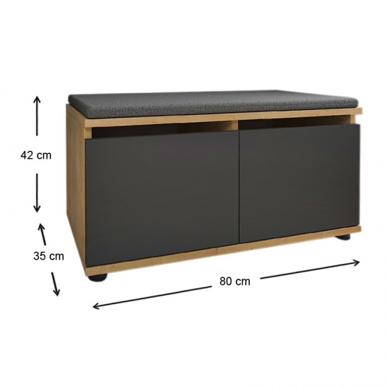 Παπουτσοθήκη Twain Megapap 8 ζευγών χρώμα sapphire oak - ανθρακί 80x35x42εκ.