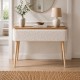 Κονσόλα Luno Megapap ύφασμα teddy χρώμα λευκό - pine oak 90x30x90εκ.