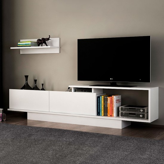 Έπιπλο τηλεόρασης Novara Megapap χρώμα λευκό 180x29,6x45εκ.