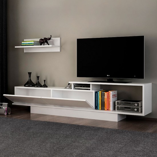 Έπιπλο τηλεόρασης Novara Megapap χρώμα λευκό 180x29,6x45εκ.