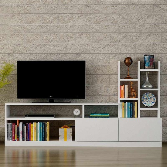 Σύνθεση τηλεόρασης Pesaro Megapap χρώμα λευκό 165x25x91,3εκ.