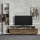 Σύνθεση τηλεόρασης Tulip Megapap χρώμα λευκό - καρυδί 160x29,5x160εκ.