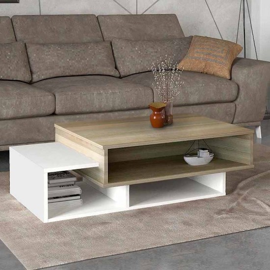Τραπεζάκι σαλονιού Tab Megapap χρώμα λευκό - cordoba 105x60x32εκ.