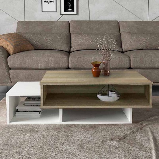 Τραπεζάκι σαλονιού Tab Megapap χρώμα λευκό - cordoba 105x60x32εκ.