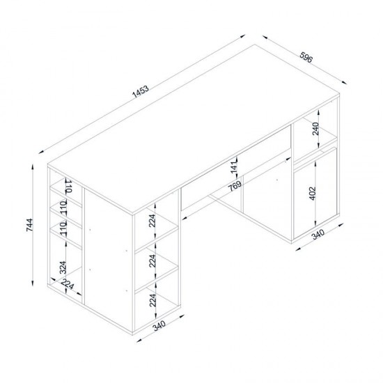 Γραφείο εργασίας Pontus Megapap χρώμα λευκό 145x60x74,4εκ.