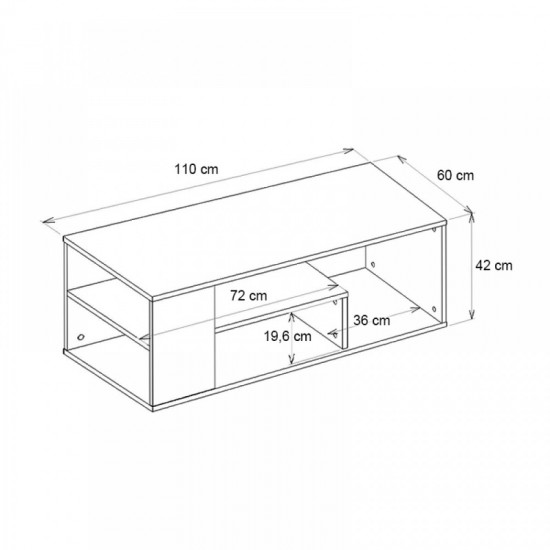 Τραπεζάκι σαλονιού Abdera Megapap χρώμα travertine 110x60x42εκ.