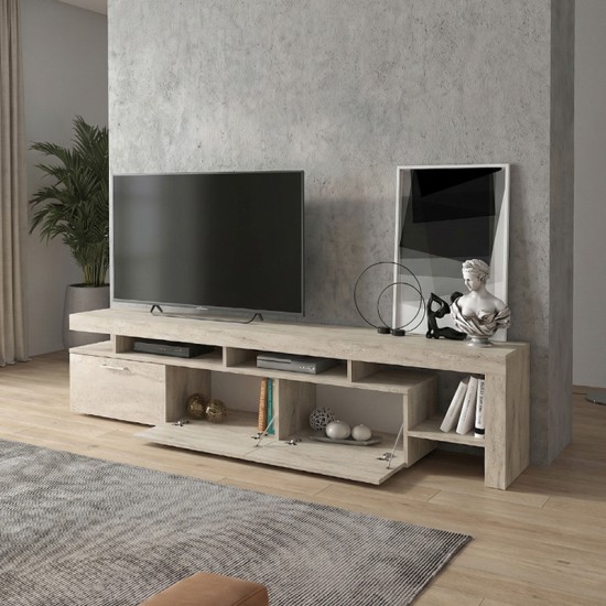 Έπιπλο τηλεόρασης Acnes Megapap χρώμα travertine 220x40x52εκ.
