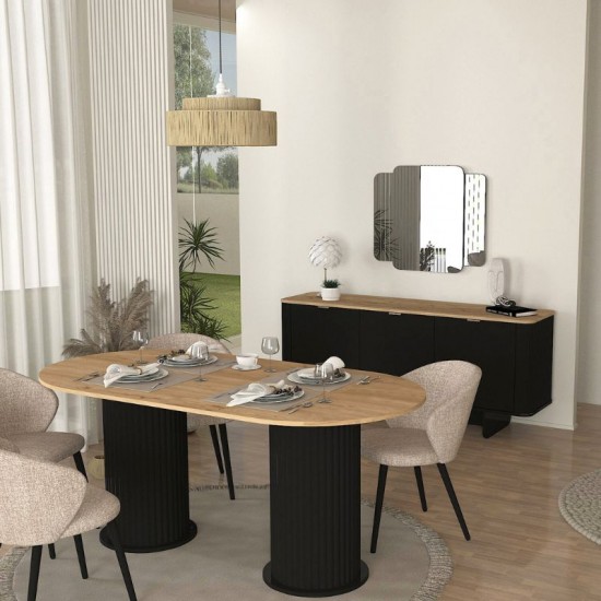 Μπουφές Bohema Megapap χρώμα μαύρο - sepet oak 180x47x76,6εκ.