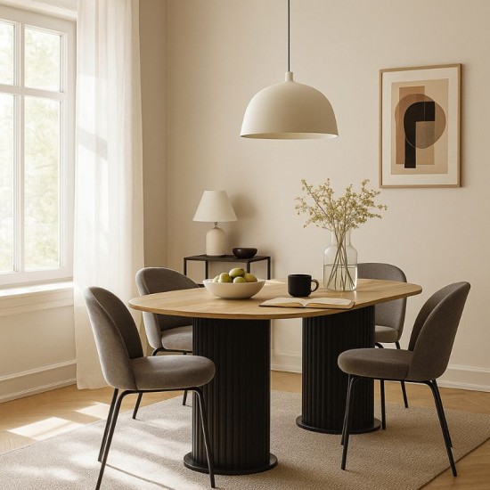Τραπέζι Bohema Megapap χρώμα μαύρο - sepet oak 180x90x77,7εκ.