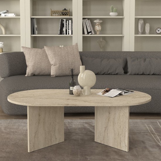 Τραπεζάκι σαλονιού Cortado Megapap χρώμα travertine 120x60x39,6εκ.