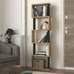 Βιβλιοθήκη Alvina Megapap χρώμα sapphire oak - ανθρακί 45x19,6x158,8εκ.