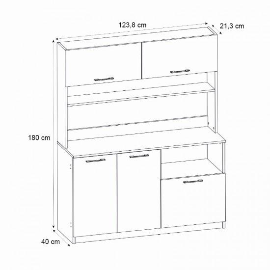 Έπιπλο κουζίνας Tuco 3 Megapap χρώμα λευκό 123,8x40x180εκ.